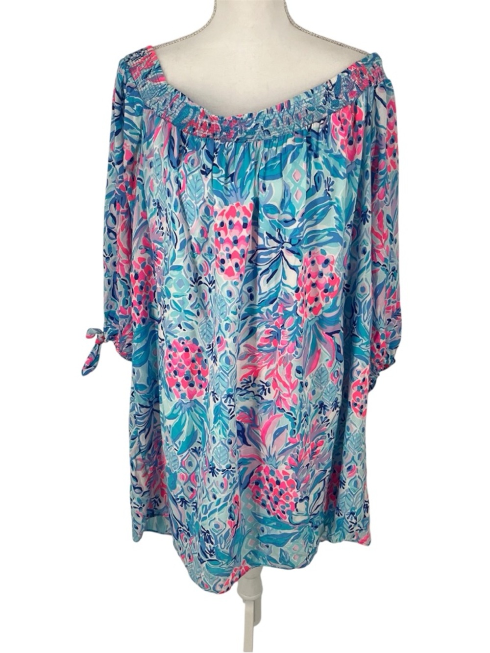 Lilly Pulitzer Maryellen Off-The-Shoulder Dress Zanzibar Blue XL